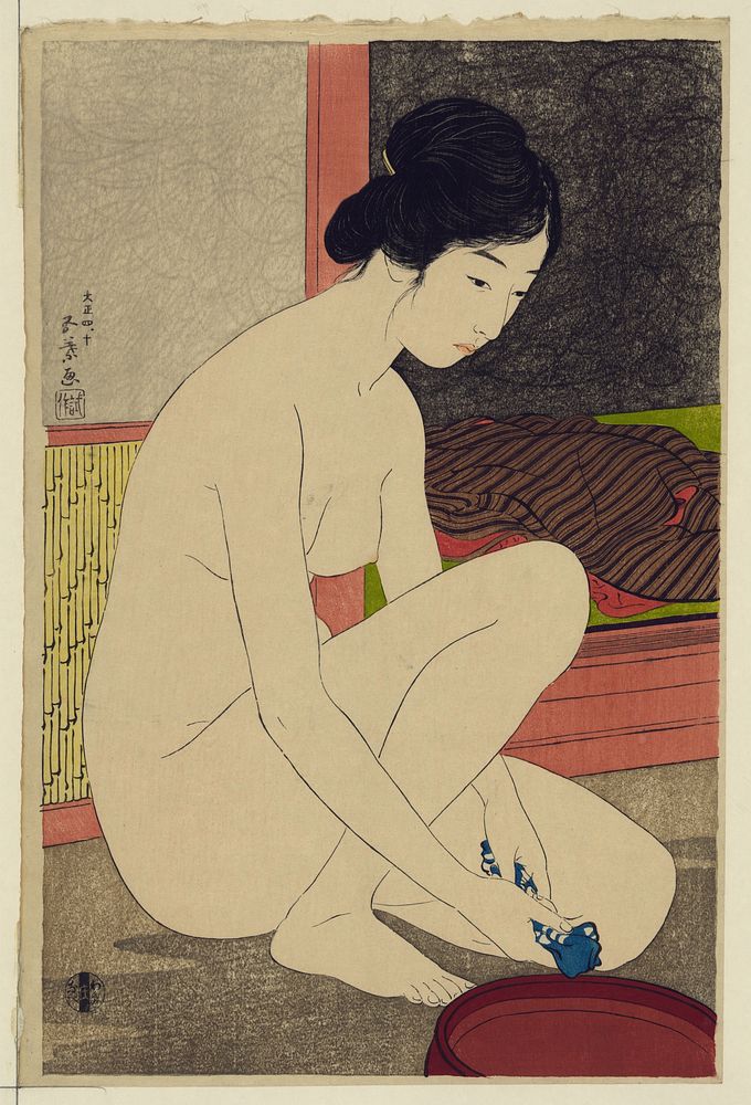 Woman after bath - the model Tomi after bath (1920) by Hashiguchi, Goyō