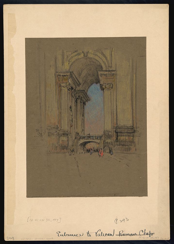 Entrance to Vatican (ca. 1909) drawing in high resolution by Joseph Pennell.