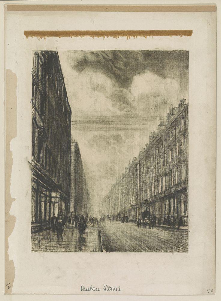 Baker Street (ca. 1908) drawing in high resolution by Joseph Pennell.