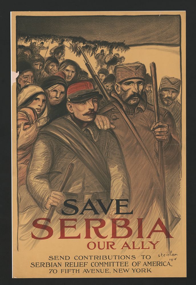 Save Serbia our ally. Send contributions to Serbian Relief Committee of America (1916) print in high resolution by Théophile…