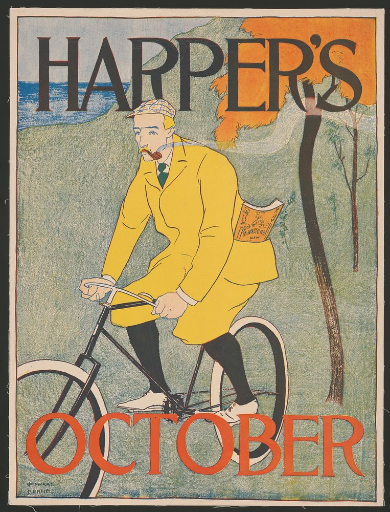 Man riding bicycle (1894) print in high resolution by Edward Penfield. 