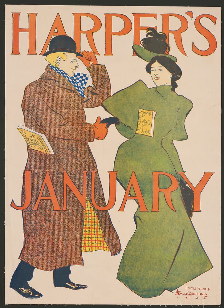 Man and woman shaking hands (1895) print in high resolution by Edward Penfield. 