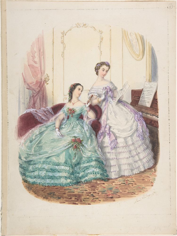 Fashion Study: Two Women in Evening Dress by Ad&egrave;le-Ana&iuml;s Toudouze