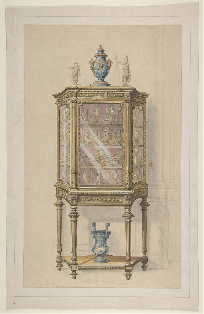 Design for a Cabinet with a Vitrine by A. Damon et Cie.