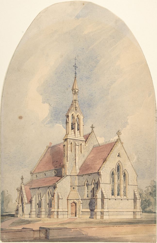 Architectural Rendering of a Gothic Revival Church by Anonymous, British, 19th century