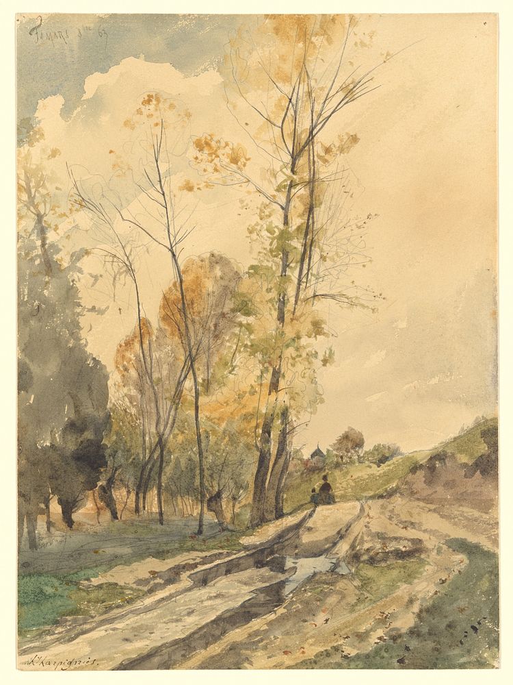 Landscape at Famars by Henri-Joseph Harpignies (French, Valenciennes 1819&ndash;1916 Saint-Priv&eacute;)