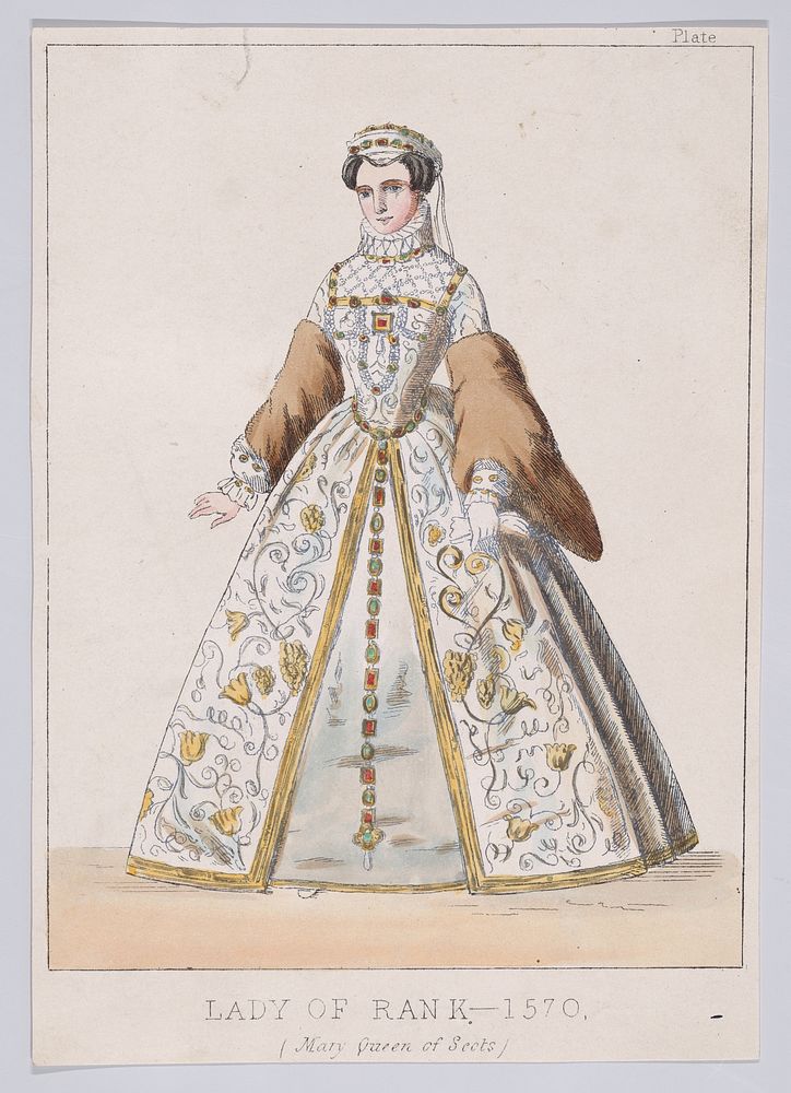 Mary, Queen of Scots as a Lady of Rank (from "Female costumes, historical, national, and dramatic," plate 163)