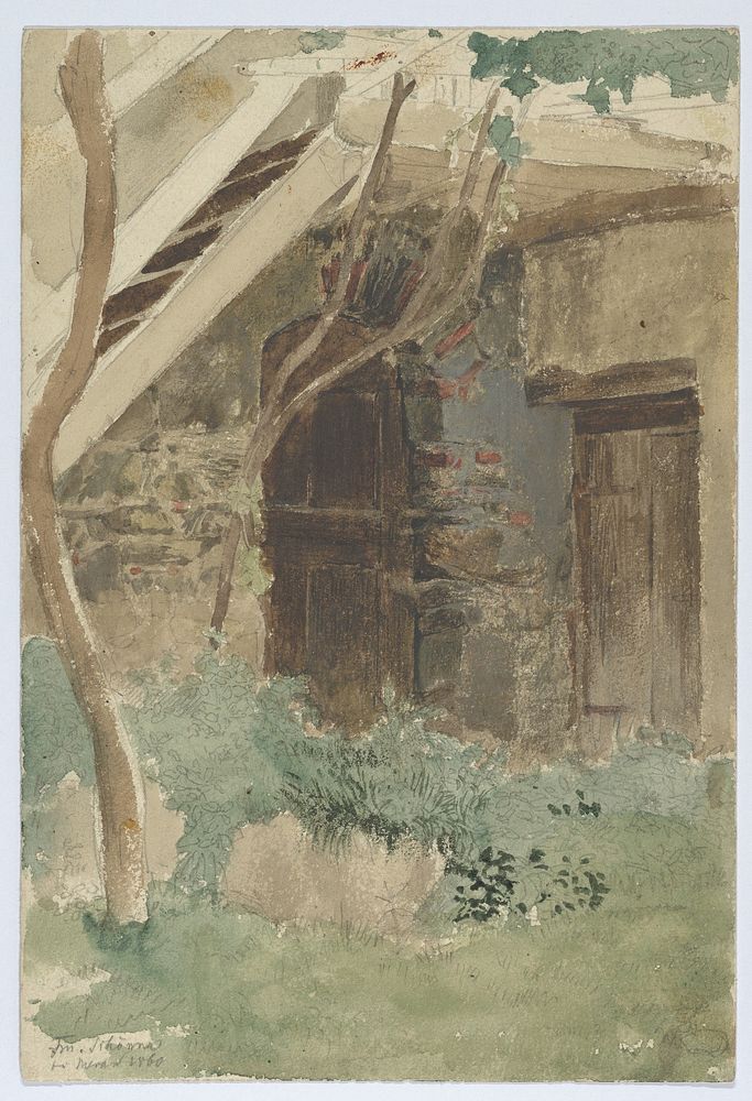 A Wooden Door of a Farm Building near Merano by Franz Meyerheim