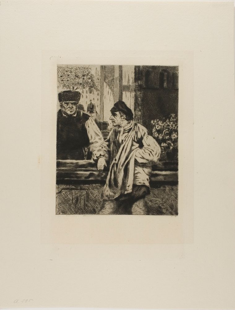 Plate from l'Assommoir (man leaning on bar) by Gaston La Touche