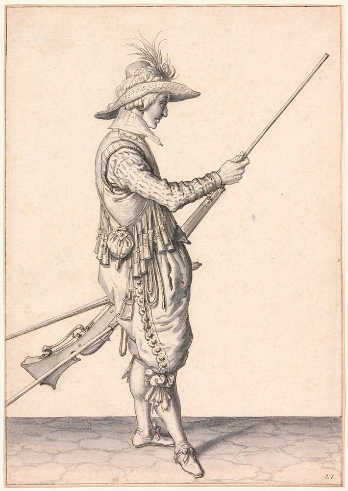 A Soldier Loading a Musket, "Ramme in Your Pouder" by Jacob de Gheyn, II