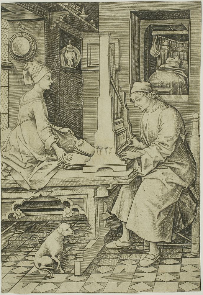 The Organ Player and His Wife by Israhel van Meckenem, the younger