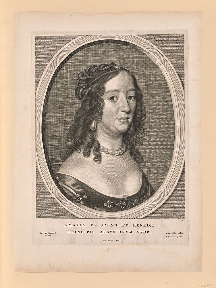 Amalia van Solms, wife of Frederick Henry, from Nine Portraits by Cornelis Visscher