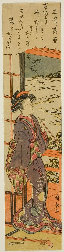 Descending Geese at Mimeguri (Mimeguri no rakugan), from the series "Eight Fashionable Views of Edo (Furyu Edo hakkei)" by…