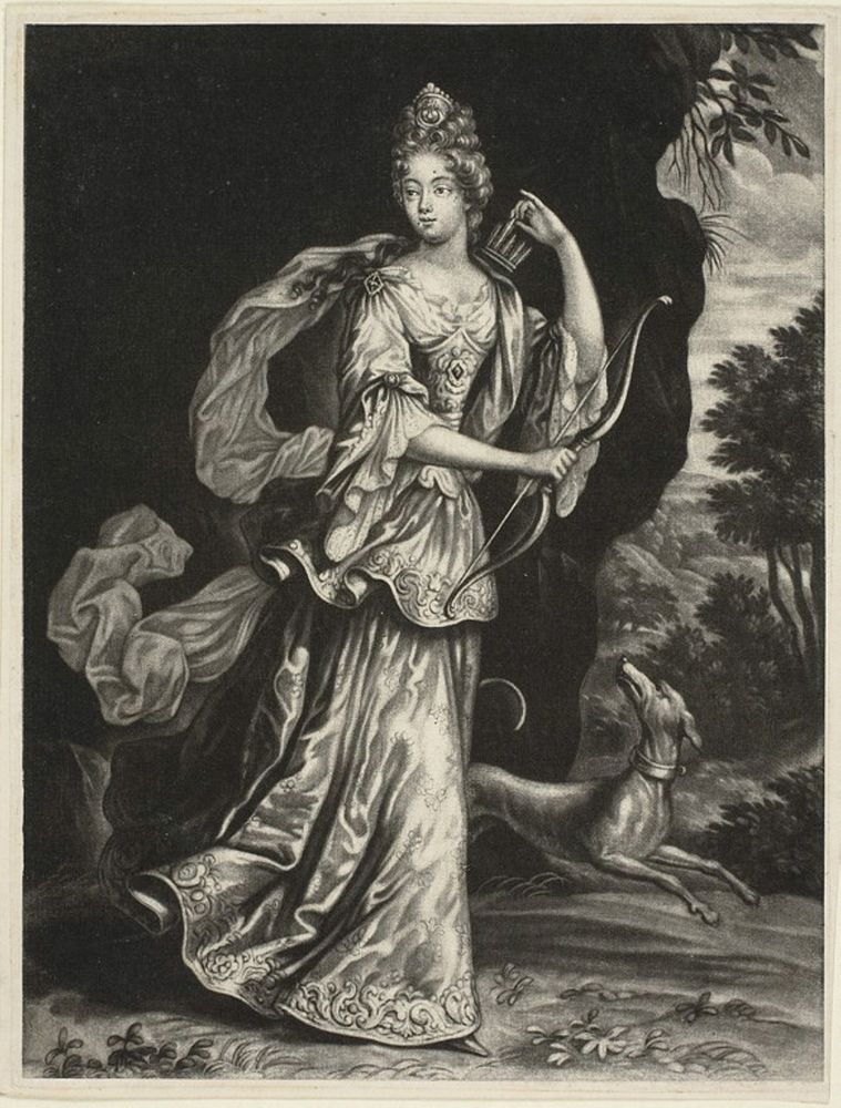 Anne Catharine Mouy, Countess of Broglia, as the Goddess Diana by Pieter Schenk