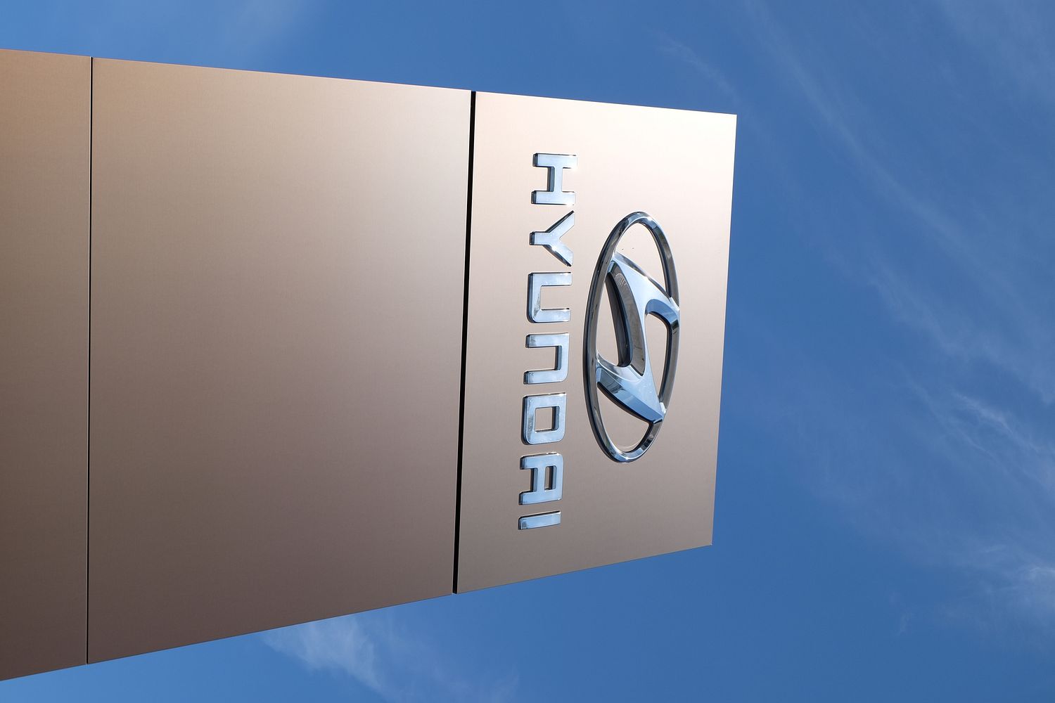 Hyundai logo and name outside a dealership in the Netherlands