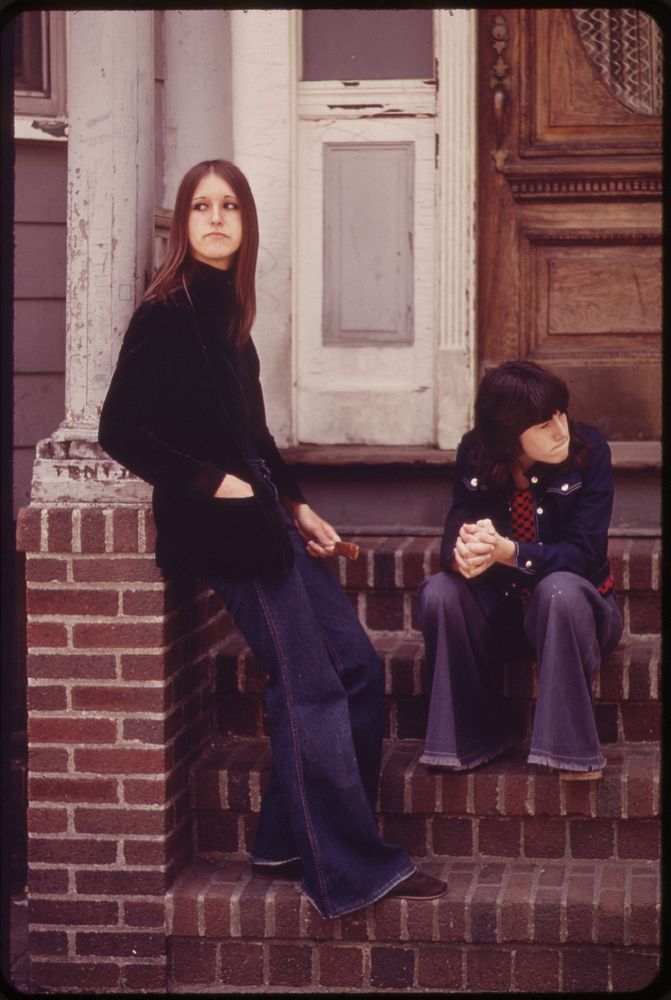 Virginia Shea, Left, and Sharon Cardillo, on Doorstep of House on Neptune Road. Original public domain image from Flickr