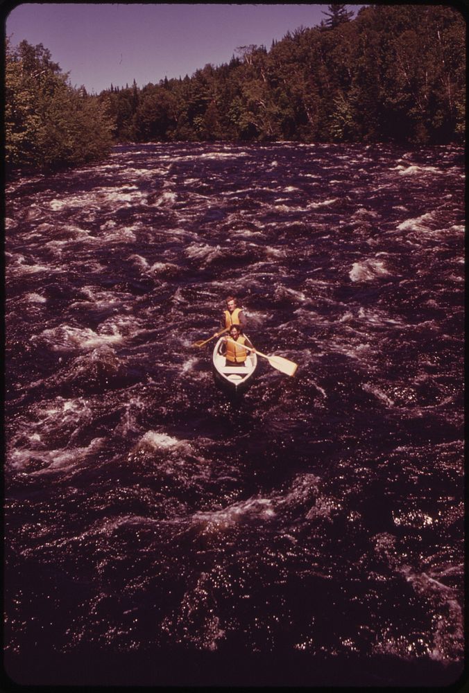Shooting the Rapids near the Headwaters of the Androscoggin River, 06/1973. Original public domain image from Flickr