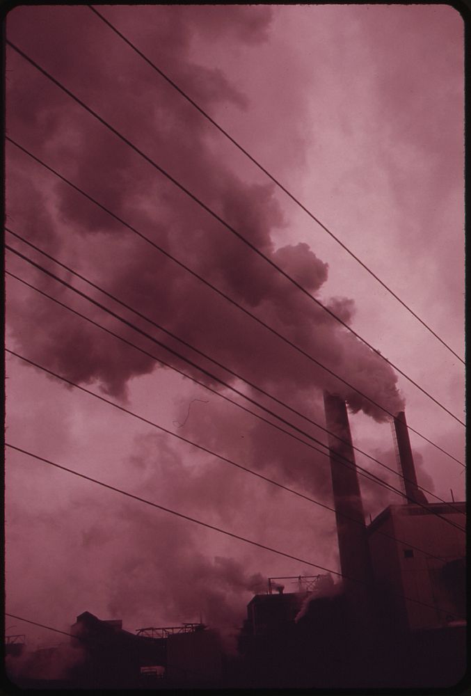 Chimneys of the Brown Paper Company Mill, One of Berlin's Major Industries 06/1973. Original public domain image from Flickr