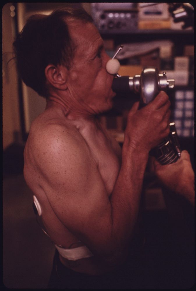 A Miner at the Black Lung Laboratory in the Appalachian Regional Hospital in Beckley, West Virginia, Is Having His Lung…