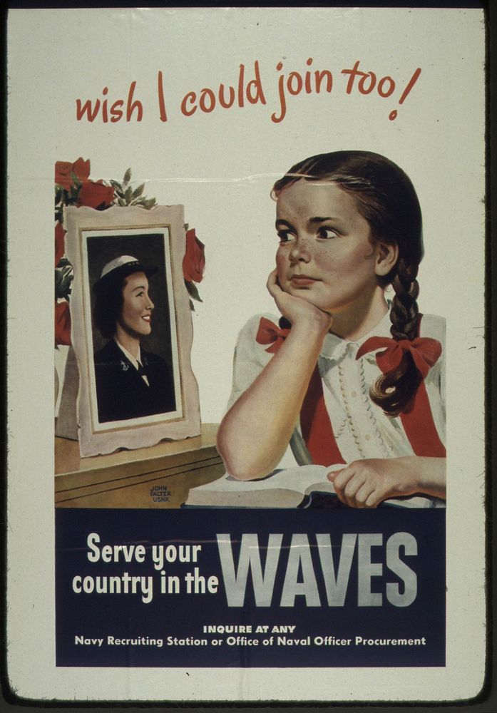 "WISH I COULD JOIN TOO!" WAVES, 1941 - 1945. Original public domain image from Flickr