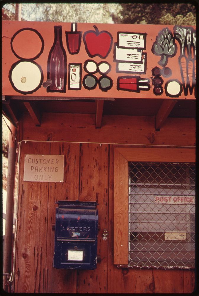 Country store with a painted front advertising items for sale at Malibu Lake in the Santa Monica Mountains near Malibu…