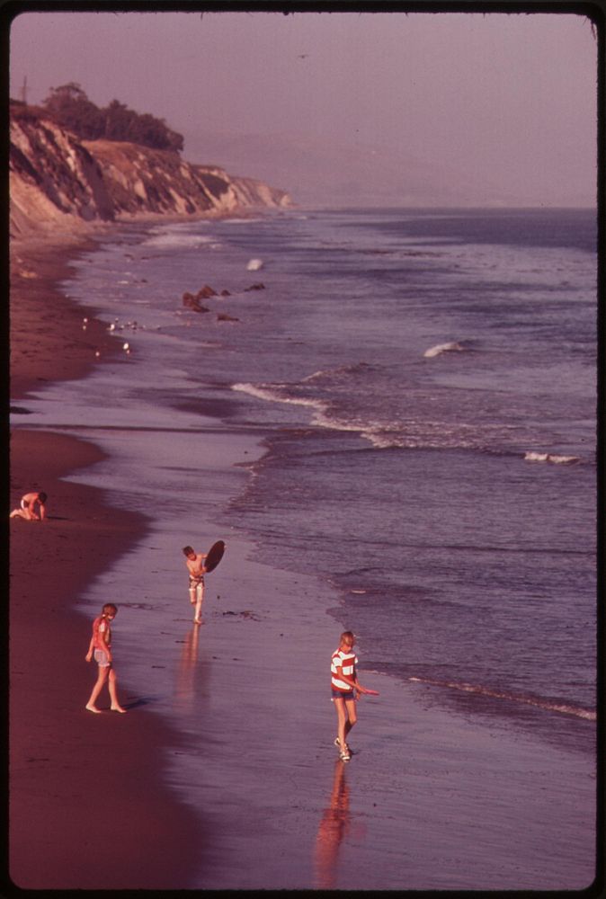 Area residents enjoy Gaviota State Beach, June 1975. Photographer: O'Rear, Charles. Original public domain image from Flickr