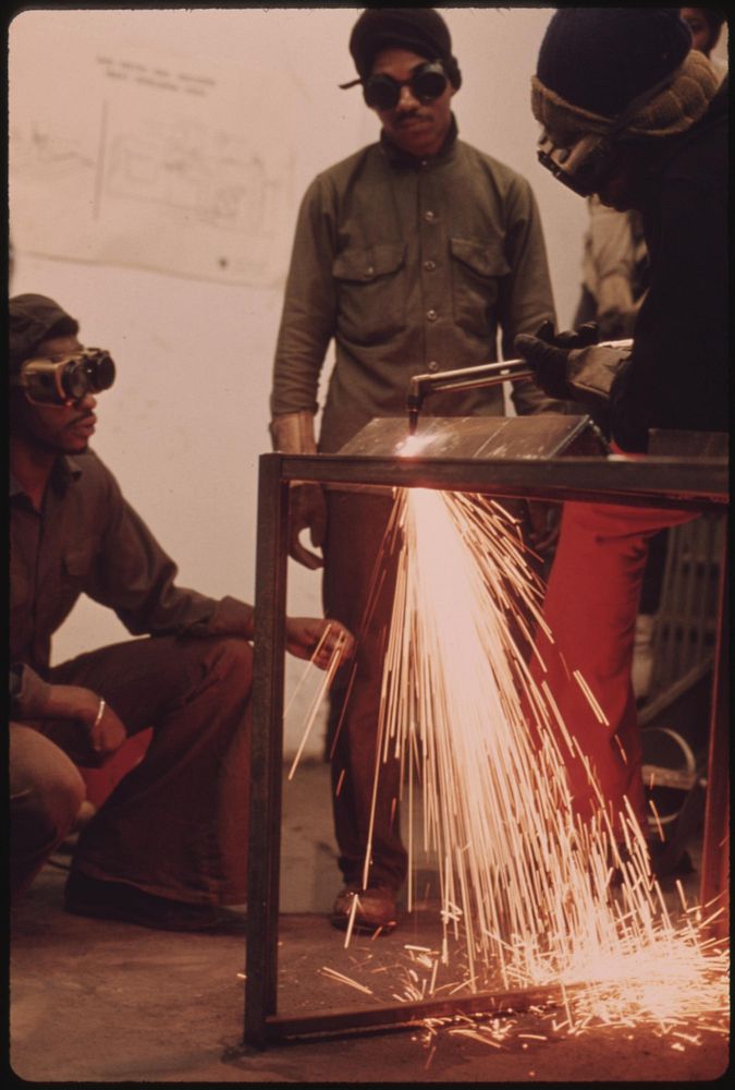 Black Student Welders Work In A Machine Shop Course Taught At The Chicago Opportunities Industrialization Center, 10/1973.…