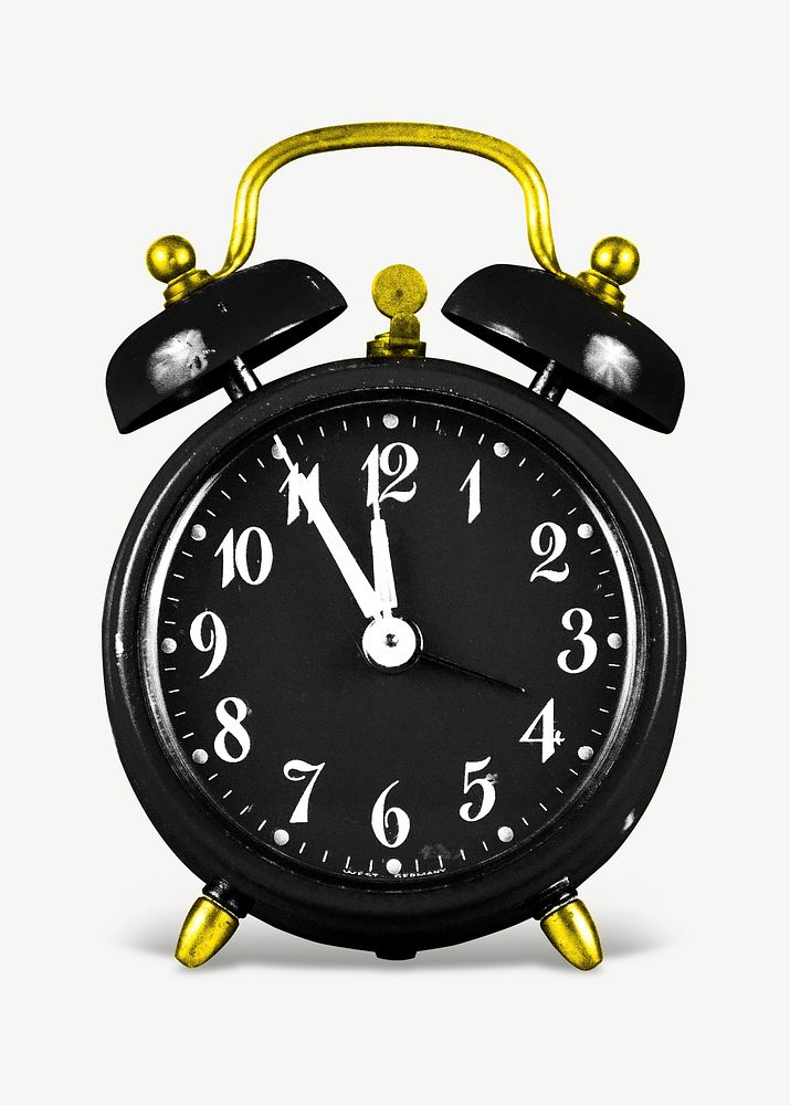 Black alarm clock isolated graphic psd