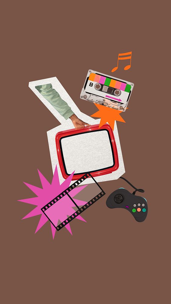 Gaming entertainment collage phone wallpaper