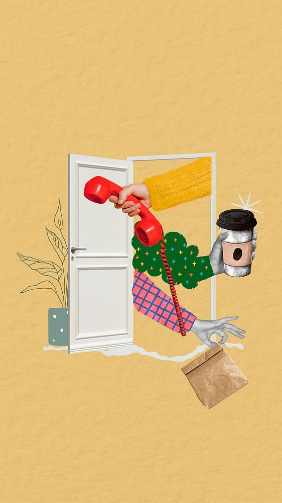 Food delivery collage iPhone wallpaper