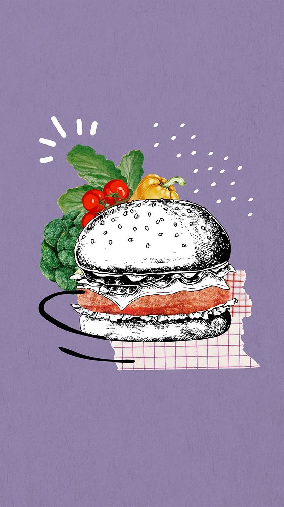 Plant-based burger food phone wallpaper