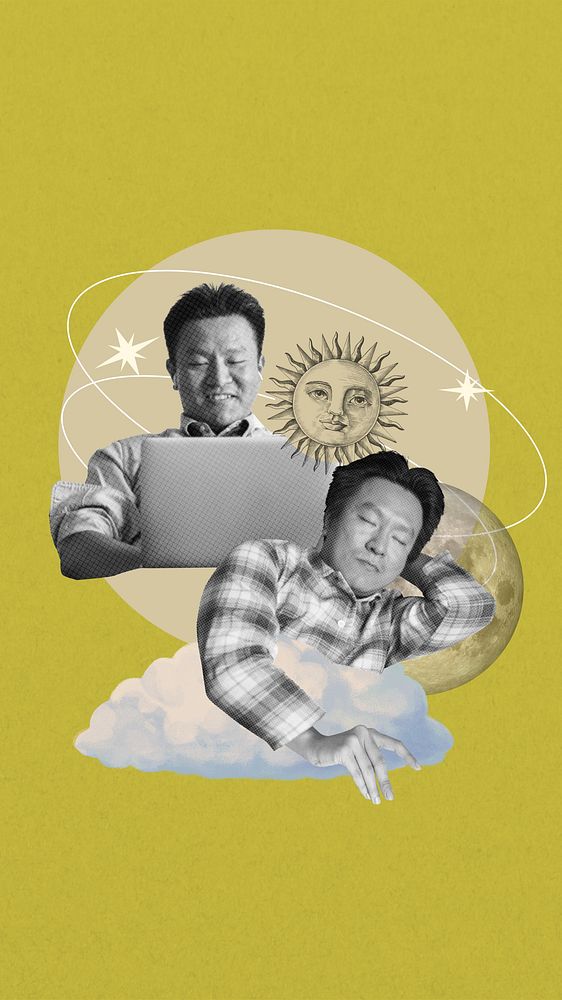 Work-life balance collage phone wallpaper | Premium Photo - rawpixel