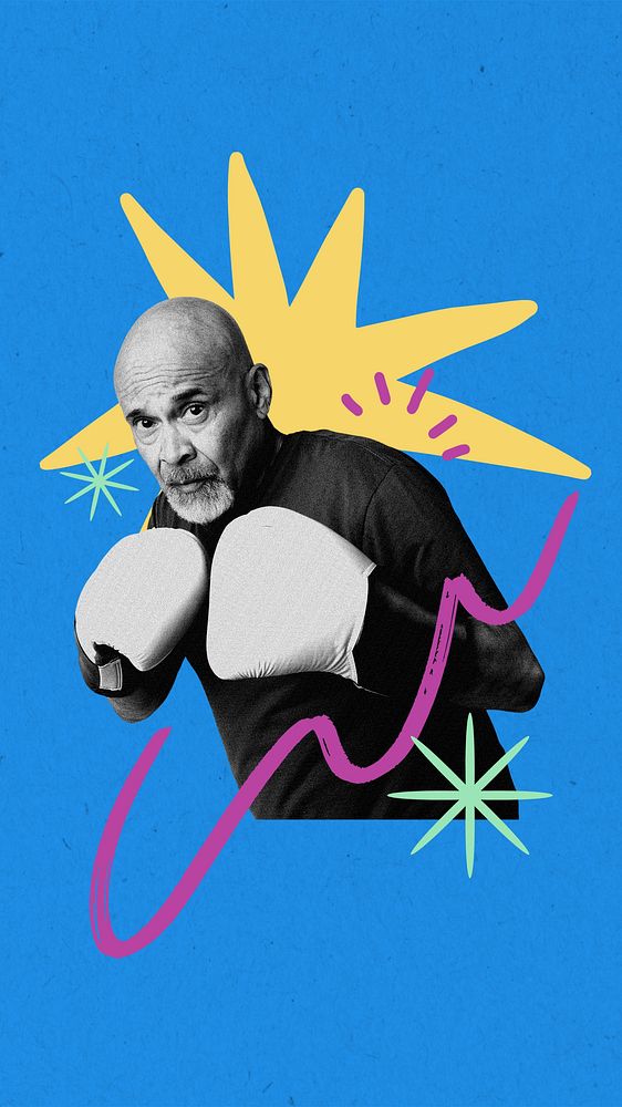 Senior man boxing iPhone wallpaper