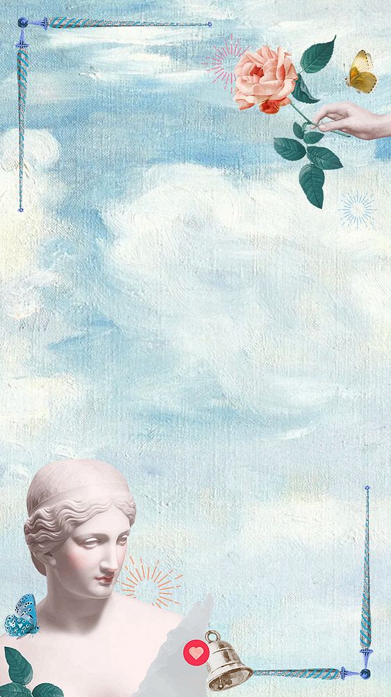 Online dating aesthetic iPhone wallpaper, Greek Goddess remix background
