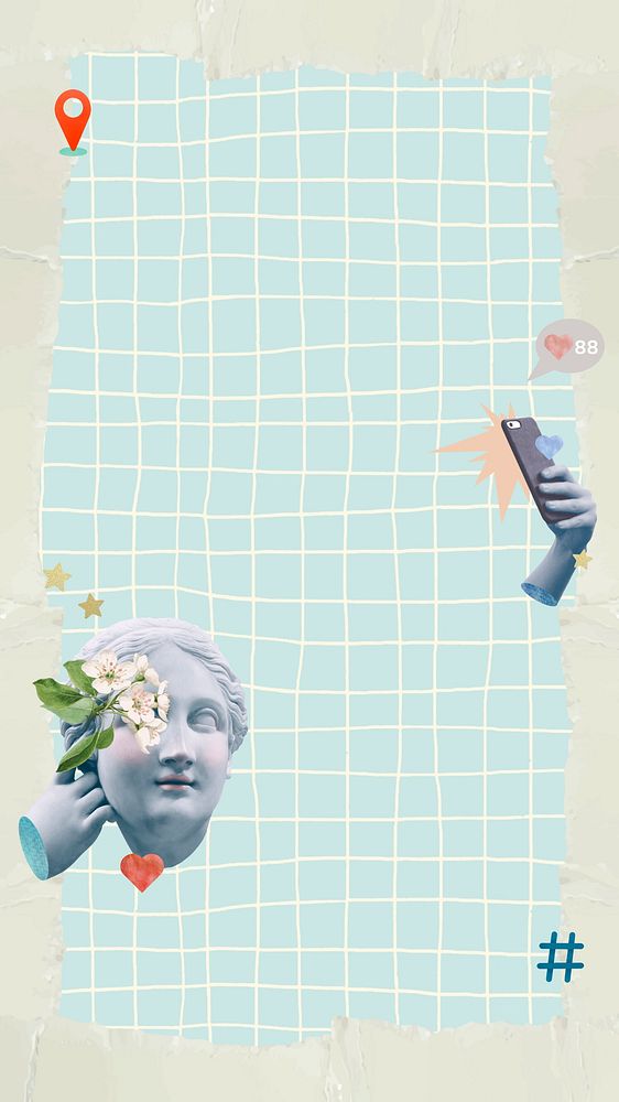 Greek Goddess selfie mobile wallpaper, social media addict remix