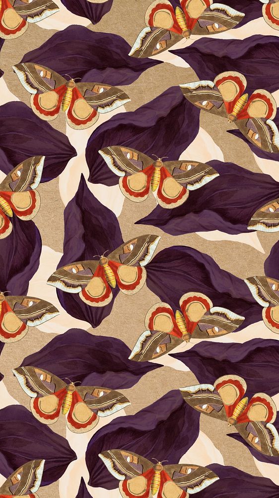 Butterfly seamless pattern iPhone wallpaper, vintage nature remix from The Naturalist's Miscellany by George Shaw