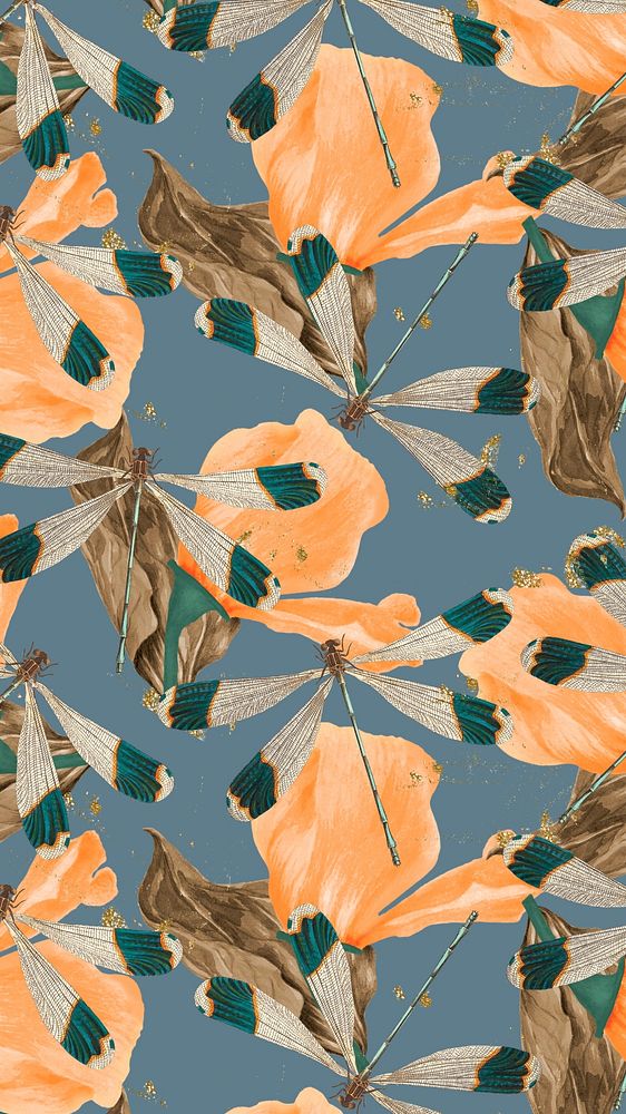 Butterfly seamless pattern iPhone wallpaper, vintage nature remix from The Naturalist's Miscellany by George Shaw