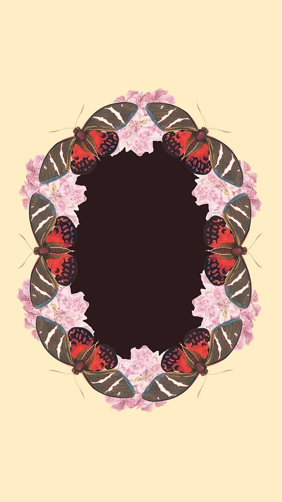 Abstract butterfly frame mobile wallpaper, beige background