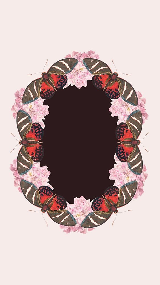 Abstract butterfly frame mobile wallpaper, pink background