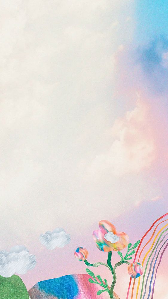 Pastel sky iPhone wallpaper, colorful Premium Photo Illustration rawpixel