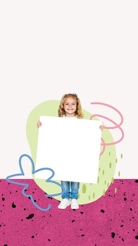 Girl holding sign mobile wallpaper