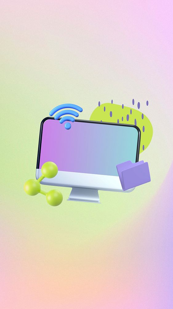 Colorful 3D computer iPhone wallpaper