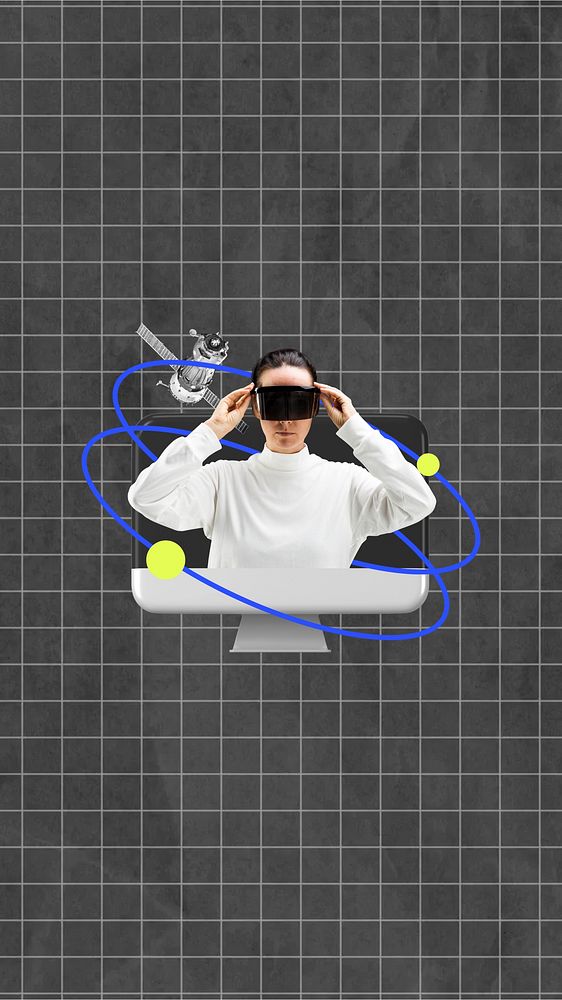 VR technology iPhone wallpaper, black design