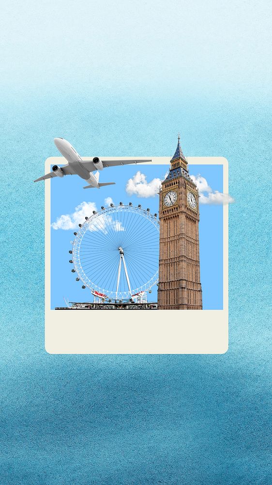 UK travel iPhone wallpaper, blue design