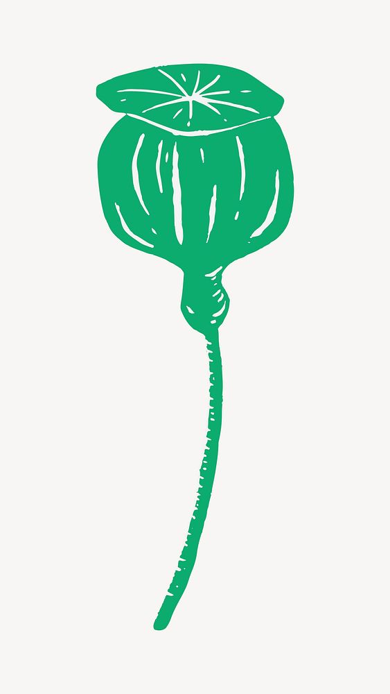 Green flower bud illustration collage element vector