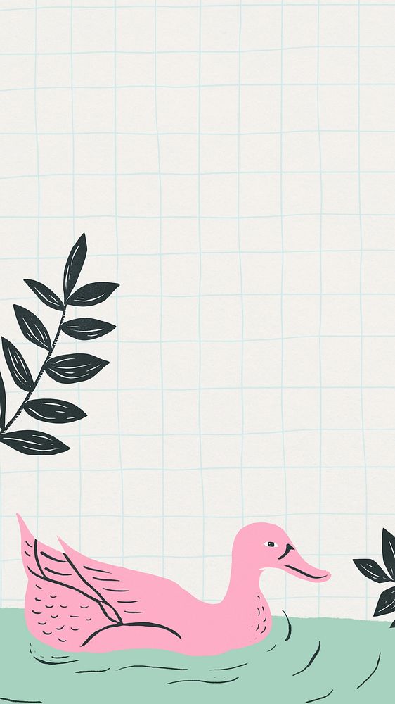 Duck grid iPhone wallpaper, animal illustration