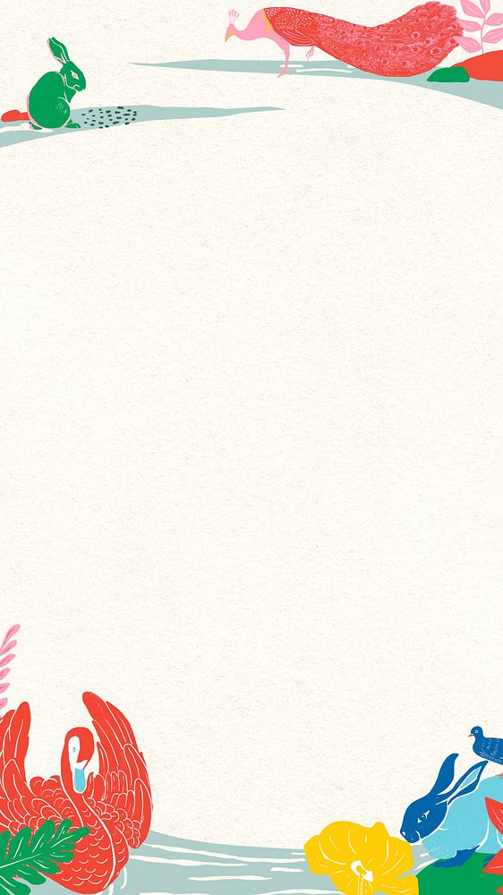 Swan border mobile wallpaper, animal illustration