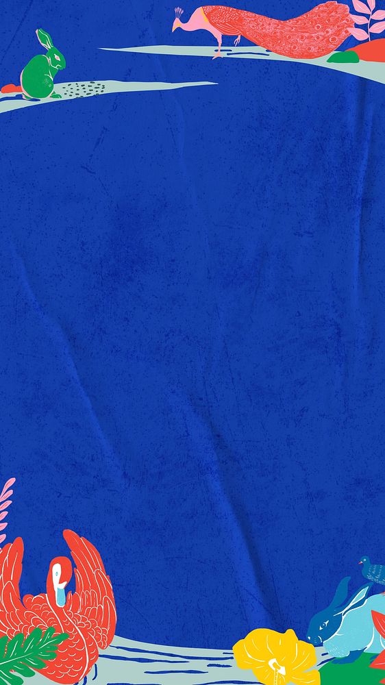 Swan blue border phone wallpaper, animal illustration