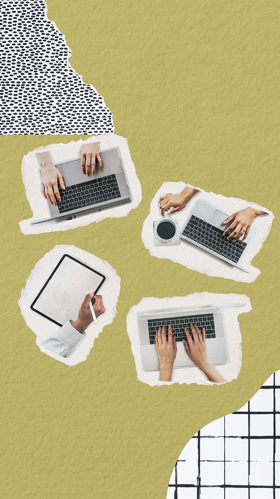 Teamwork laptops, green iPhone wallpaper
