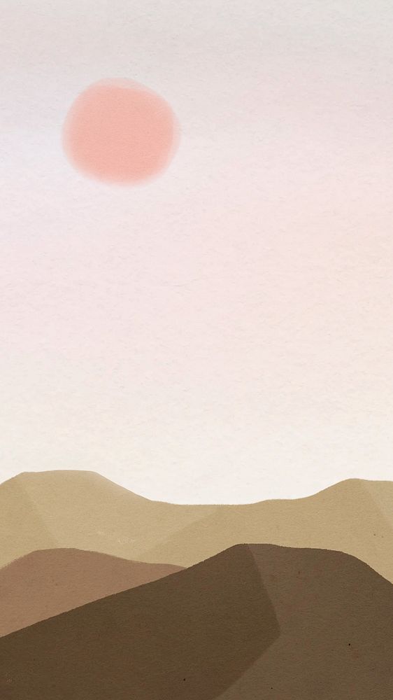 Aesthetic mountain view phone wallpaper, nature illustration